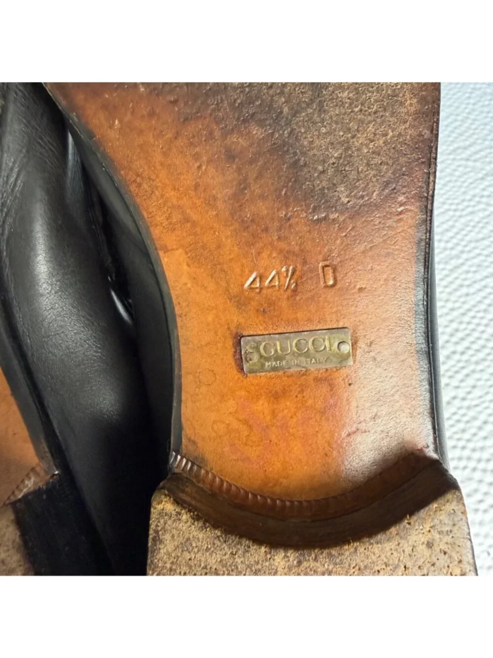 Gucci 1953 Horsebit Loafers Black Leather Mens Shoes Size 44.5 E 11.5 Made In It